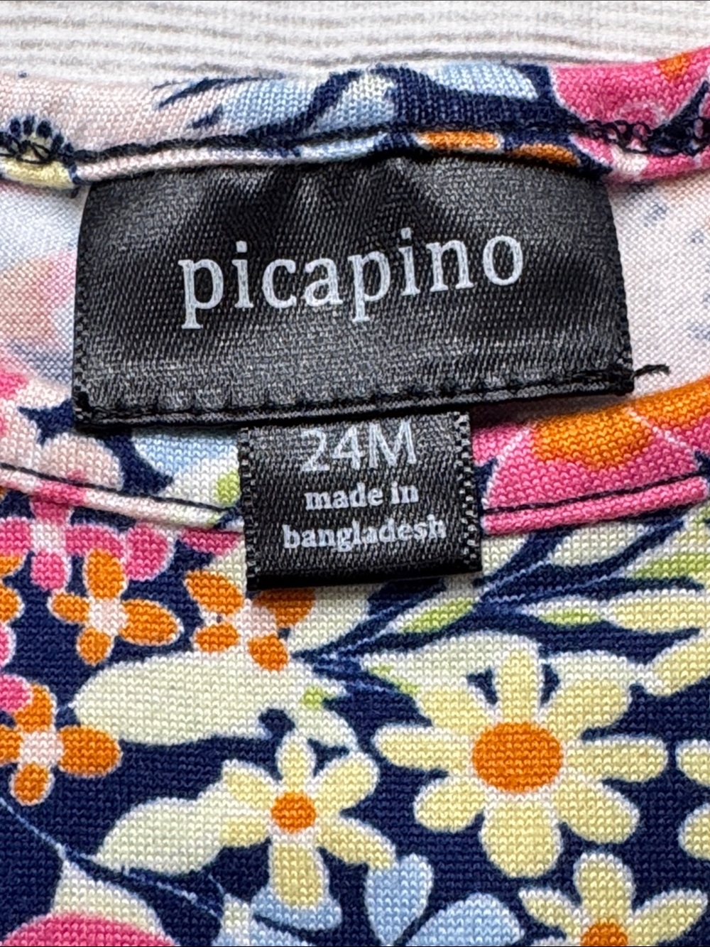 Picapino Baby Girls Navy Floral Long-Sleeve Knit Dress - Picture 2 of 5
